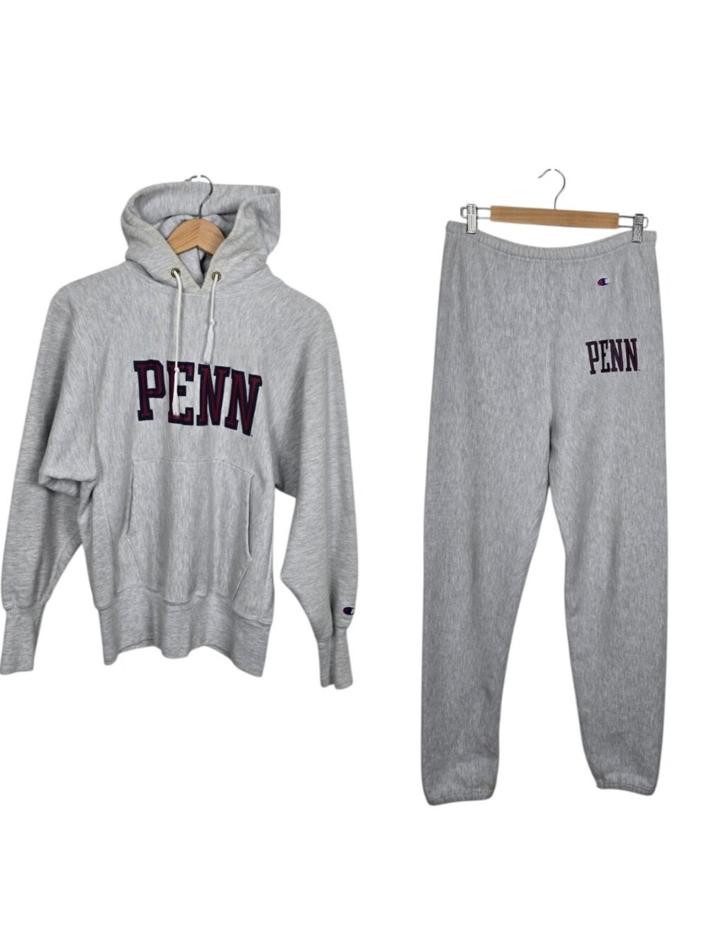 Champion Reverse Weave Penn Women's Matching Hoodie Jogger Set Gray Medium